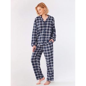 Conjunto de pijama personalizado para mujer, franela a cuadros, manga larga, ropa de dormir suave y cómoda, conjunto de 2 piezas. - Product Image 2