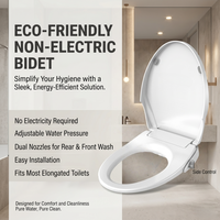 Accessoire de bidet mécanique avec couvercle à fermeture douce, pression d'eau réglable, couvercle anti-choc, compatible avec les toilettes standard de qualité supérieure, forme en U, pour une hygiène optimale
