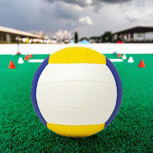 Balón de Voleibol de PU Tamaño 5 Personalizado, Cámara de Goma Natural, Balón de Entrenamiento Amarillo, Azul y Blanco para Interior y Exterior - Product Image 3