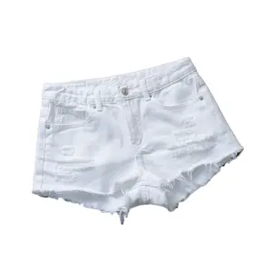 2022 Zomer Veelzijdige Kwastje Denim Shorts Tonen De Skinny Meisje Ripped Wit Hot Custom Broek