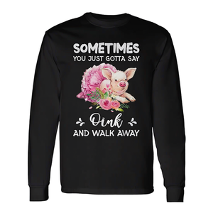 T-shirt à manches longues pour les amoureux des cochons, design Oink And Walk Away pour les fans d'animaux - Product Image 2