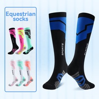 LINGTU Custom Design Logo Thin Light Compression Knee High Boot Socks Respirant Horse Riding Equestrian Socks