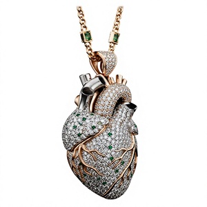 Colgante de Moissanita con Forma de Corazón Anatómico, Micro Pavé con Aspecto de Diamante, Chapado en Rodio, Joyería de Moda, Regalo - Product Image 5