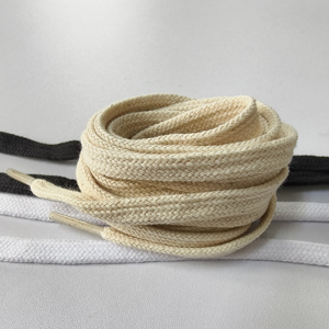 Lacets plats de qualité tissés à la main <span class=keywords><strong>130</strong></span>*8mm lacets de chaussures en corde de coton couleur unie cordes normales lacets de chaussures - Product Image 6