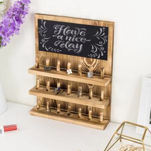 Estante de Madera Multicapa para Joyas con Pizarra, Organizador de Pared para Anillos y Collares, Madera Maciza, 6 Niveles - Product Image 1