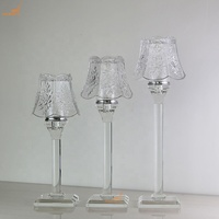 Lampe sur pied en verre cristal, abat-jour, centre de table, bougeoir transparent pour mariage - Grande Vente