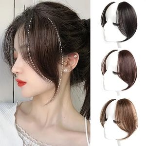 Prix de gros Perruques de cheveux synthétiques pour femmes, avec franges latérales invisibles à clips, effet cheveux humains longs - Product Image 3
