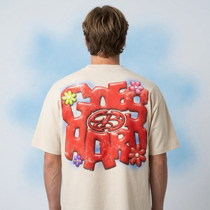 Camiseta Oversize para Hombre con Diseño de Letras en Relieve, Logotipo Rojo y Flores, Estilo Urbano, Manga Corta, Cuello Redondo, Jersey de Algodón - Product Image 6