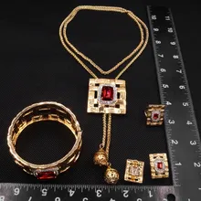 Zhuerrui Italian Gold Crystal Chameleon Jewelry Set Luxury Pendant Necklace Jewelry Set Bridal Wedding Jewellery HN21070314