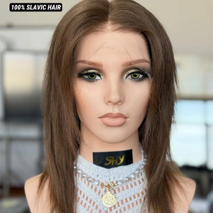 <b>100</b>% Virgin Slavic Hair Ready to Ship for Lace Front Human Hair Long Medical Wigs with Transparent PU Eartaps for Hairloss - Product Image 1