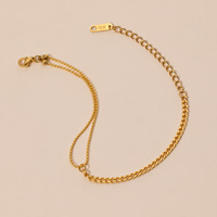 Bracelet en acier inoxydable plaqué or 18 carats avec perles et chaîne à maillons double, extenseur mixte délicat pour femme