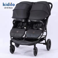 Poussette jumelle pliable et légère en alliage d'aluminium de luxe Kidilo LB100 avec double siège pour système de voyage pour jumeaux