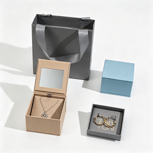 Eco‑friendly Bulk Magnetic Closure Mirror <b>Window</b> Jewelry Gift Box Paper Bag Sets Wholesale Premium Cardboard Gold <b>Foil</b> Print - Product Image 1