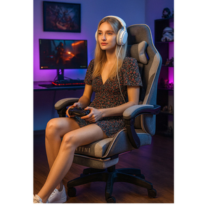Chaise de jeu multifonctionnelle en tissu de haute qualité, entièrement personnalisable, <span class=keywords><strong>meilleur</strong></span> <span class=keywords><strong>fauteuil</strong></span> d'ordinateur OEM, confort moderne, gris clair - Product Image 6