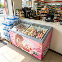 Congélateur coffre commercial à congélation rapide avec éclairage LED pour la présentation de glaces et gâteaux, vitrine réfrigérée pour glaces italiennes