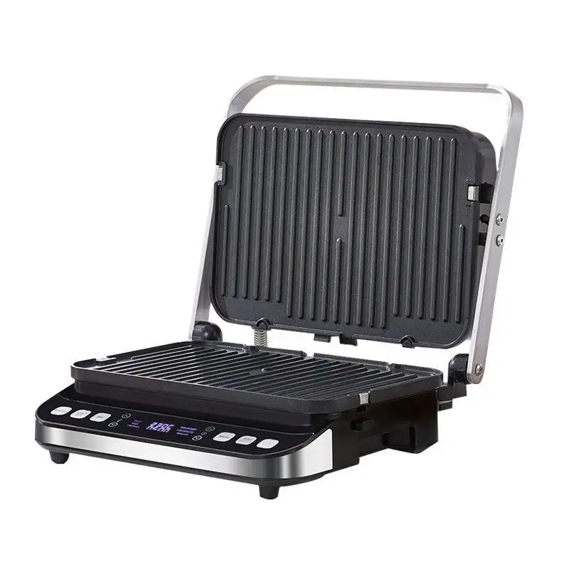 Griglia a contatto elettrica da 2000W piastra digitale e pressa per Panini, piastre per Waffle opzionali, apre barbecue a 180 gradi