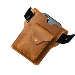 Sac de ceinture vintage pour homme en cuir véritable imperméable à motif géométrique, porte-téléphone, portefeuille portable - Product Image 2