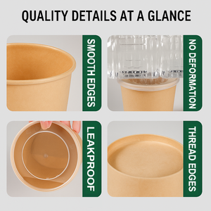 Gobelet en papier kraft jetable épaissi écologique Boîte d'emballage Soupe anti-fuite Couvercle à emporter pour soupe à déjeuner Gobelet en papier épaissi - Product Image 4
