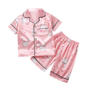 Conjunto de Ropa de Dormir Ligera de Seda de Hielo con Dibujos Animados Transpirable para Niños, Primavera Verano, Conjunto de Pijamas para Niños y Niñas - Product Image 5