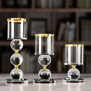 Porte-bougie carré en cristal, style artisanal européen, avec tube cylindrique en verre, pour mariage et décoration de Noël à la maison - Product Image 1