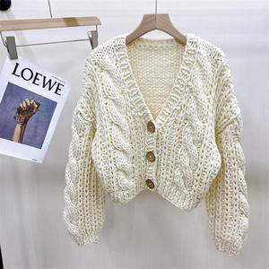 Tricoté à la main décontracté ample surdimensionné tricoté à la main col en V femmes enceintes pull cardigan - Product Image 6