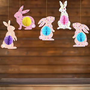 Set di Striscioni in Carta per Pasqua, Personalizzabili per Decorazioni Primaverili, <span class=keywords><strong>Tema</strong></span> Coniglietto e Uova - Product Image 5