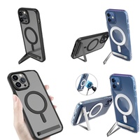 Casing Kristal Premium Dengan Penyangga untuk iPhone 15 Pro Max 17 Air 16 14 13 12 Plus 11, Sarung Ponsel Dropshipping, Penyangga Handphone