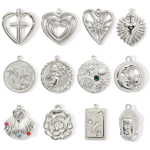 Ciondolo di Buddha fiore di rosa fiore di angelo croce amore lucido gioielli da donna in acciaio inossidabile - Product Image 2