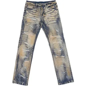 New Fashion Jeans Hosen Großhandel Custom Logo Slim Fit Distressed Jeans Herren Skinny Denim Jeans