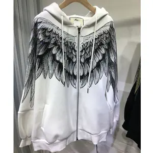 Fashion Casual Plus Size Ladies Street Wear Graphic Print Rhinestone French Terry hooded Women's Hoodie Sweatshirt Jacket