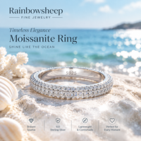 Bijoux en argent sterling 925 avec moissanite couleur D VVS 1 carat, bagues de fiançailles en moissanite pour femmes, vente en gros personnalisée