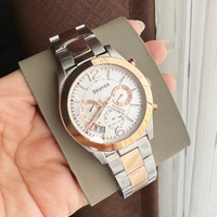 Montre-bracelet à quartz pour femme en gros, bicolore or rose, cadran multifonction, affichage jour/date, chronographe pour femme, Relojes