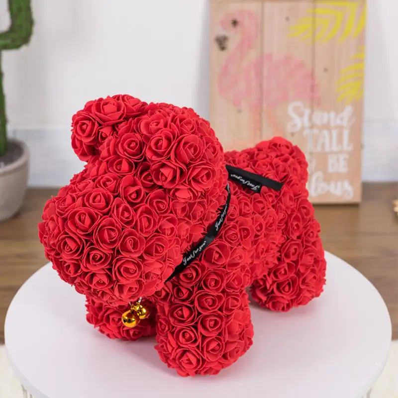 Christmas Decoration 25cm Teddy Rose Bear Artificial Flower Rose Bear Valentines Day Gifts For Women