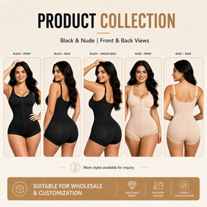 Body sculptant sans couture à fermeture éclair <span class=keywords><strong>avec</strong></span> dentelle, soutien-gorge à armatures basse, gaine de compression ajustable, rehausseur de fesses festonné - Product Image 5