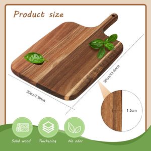 Planche à découper en gros pour cuisine, épaisse, grande, ronde, personnalisée, en bois de koa, noyer noir, acacia ou bambou, avec poignée - Product Image 2
