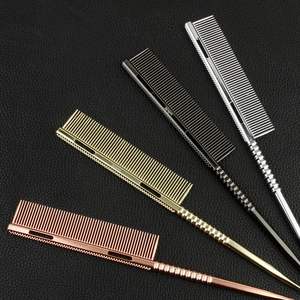 Peine Profesional de Alta Calidad con Punta Dorada de Metal, Acero Inoxidable Iónico, <span class=keywords><strong>para</strong></span> Cortar el Cabello, con Logotipo Personalizado, Resistente al Calor, <span class=keywords><strong>para</strong></span> Barbería - Product Image 4