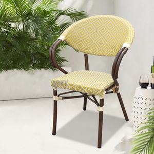 Chaise de salle à manger de style <span class=keywords><strong>parisien</strong></span> en osier d'extérieur pour café, empilable, avec cadre en aluminium - Product Image 1