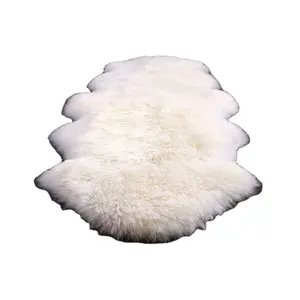 羊毛羊皮素色毛皮卧室地毯热卖保暖白色红色粉色米色手工定制成人手或干洗森生
