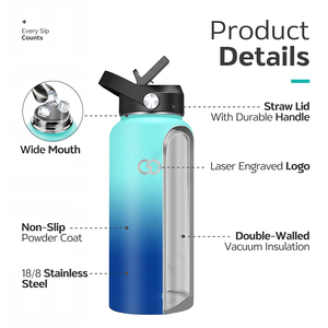 Gourde isotherme personnalisée avec logo, 32 oz, double paroi, large ouverture, en acier inoxydable, pour le <span class=keywords><strong>sport</strong></span> - Product Image 4