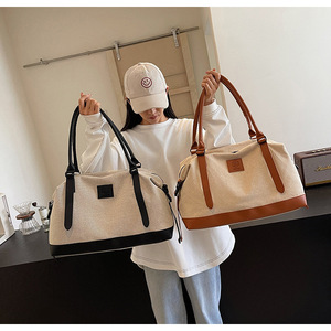 Logo personnalisé femmes toile mignon sac fourre-tout de voyage grande capacité sac à bandoulière de voyage sac de voyage de nuit - Product Image 2