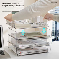 Caja de Almacenamiento Apilable Transparente de Acrílico, Organizador de Archivos y Documentos para Escritorio, Estante de Almacenamiento para Escritorio, Papelería, Libros