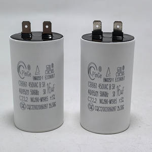 워터 펌프 부품 <span class=keywords><strong>AC</strong></span> 모터 시동 CBB60 Sh 450VAC 50/60hz 10UF 40 85 21 핀 와이어 금속화 박막 커패시터 - Product Image 1