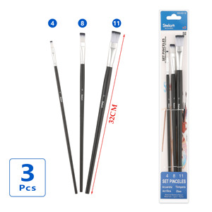 Set di pennelli per artista 3 pezzi per acrilico e pittura a olio spazzole per capelli piatti in Nylon per acquerello manico in legno pennelli per vernice nera - Product Image 1