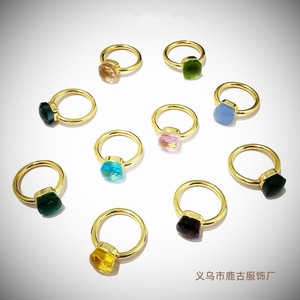 Bague de luxe en acier inoxydable avec tête de champignon, incrustation de zircon carré, étanche, pour femme, vente en gros - Product Image 6