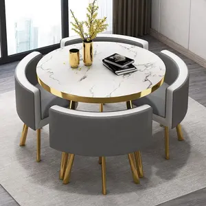 Living room furniture modern dining table set 4 seater round luxury dining tables