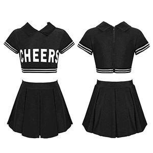 Tenues de danse pour équipe de danse scolaire, logo personnalisé, mini-jupe pour filles, uniformes de cheerleading, 100% polyester - Product Image 2