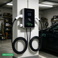 Borne de recharge murale double pour VE, station de charge AC à deux pistolets avec écran, Type 2, IP54, pour garage souterrain et parking en hall