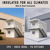 Maison préfabriquée modulaire en conteneur, bâtiment mobile à structure en acier à 2 étages avec balcon et escalier