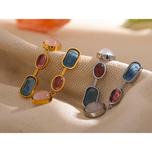 JINYOU Bông Tai Toòng Teng Hình Học Đá Tự Nhiên Bằng Thép Không Gỉ 1028 316l Cho Nữ Trang Sức Chất Lượng Cao Mạ PVD 18K - Product Image 2