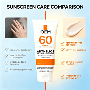 Crème solaire laiteuse à large spectre SPF60 OEM, sans parfum, résistante à l'eau pendant 80 minutes, lotion pour le visage et le corps 50 ml - Product Image 4